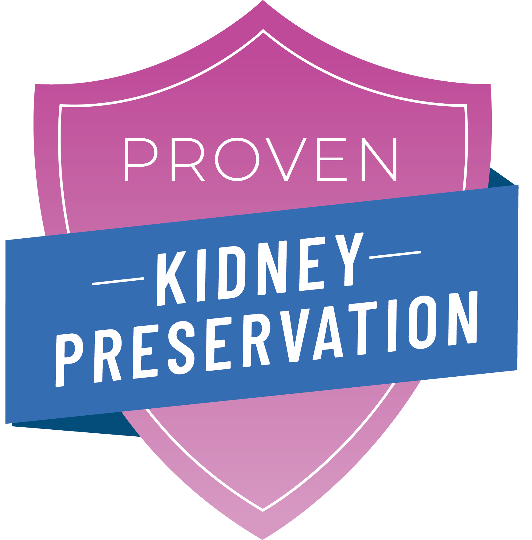 Icon of shield with text 'Proven kidney preservation. FDA approved'